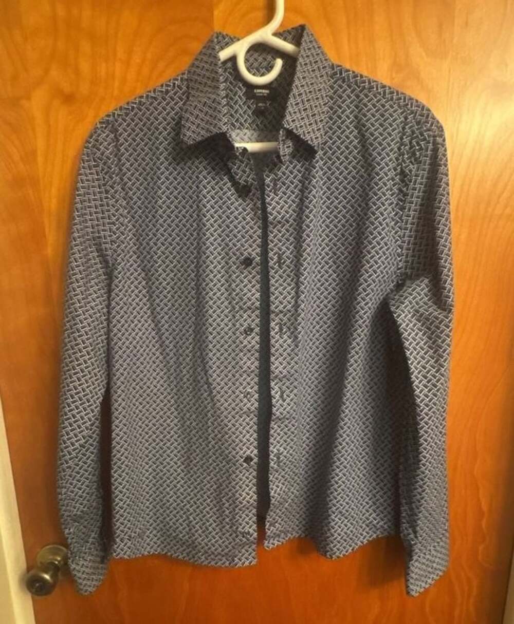 Express Classic Medium Shirt Geometric Blue Print